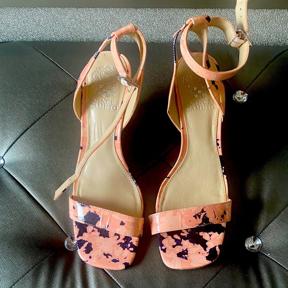 Vince Camuto Orange and Black Heels with Ankle Strap